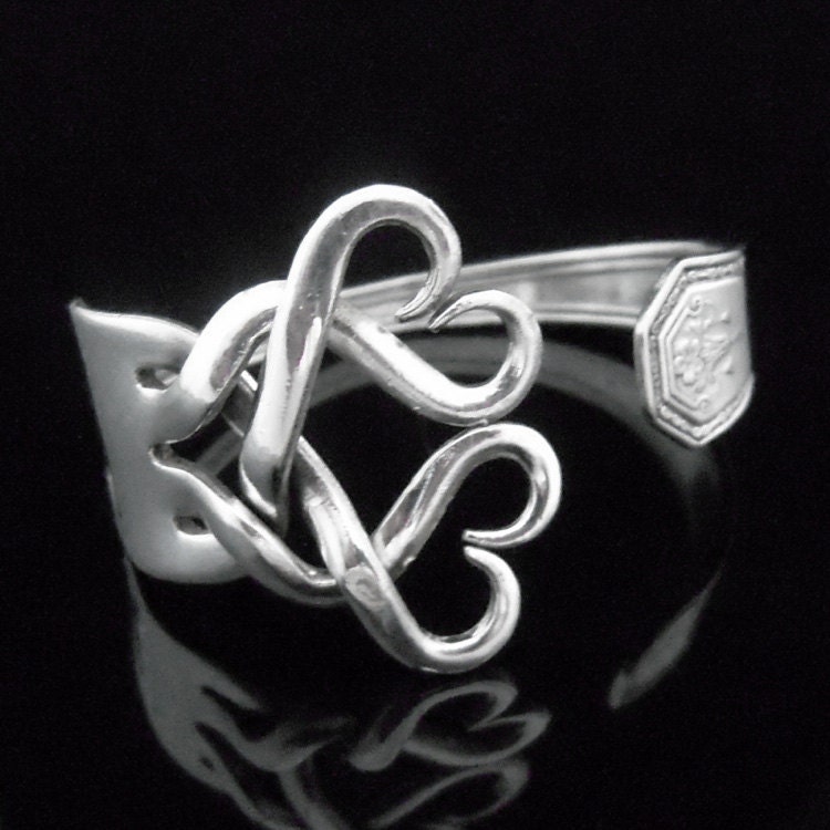 Silver Fork Bracelet in Original Weaving Hearts Design