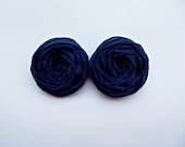 Navy Fabric Roses Handmade Appliques Embellishment Set of 2