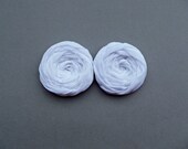 White Fabric Roses Handmade Appliques Embellishment Set of 2