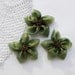 Olive Green Holographic Organza Fabric Flower Appliques Embellishments(3 pcs)
