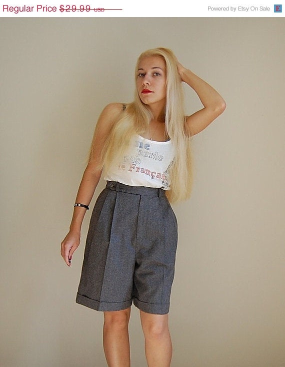 25 % OFF SALE 1980s aspalt grey wool shorts S Xs