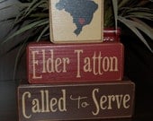 MISSIONARY Blocks Elder Sister Called To Serve LDS Mission Personalized Wood Sign Shelf Sitter Blocks Primitive Country Rustic Home Decor