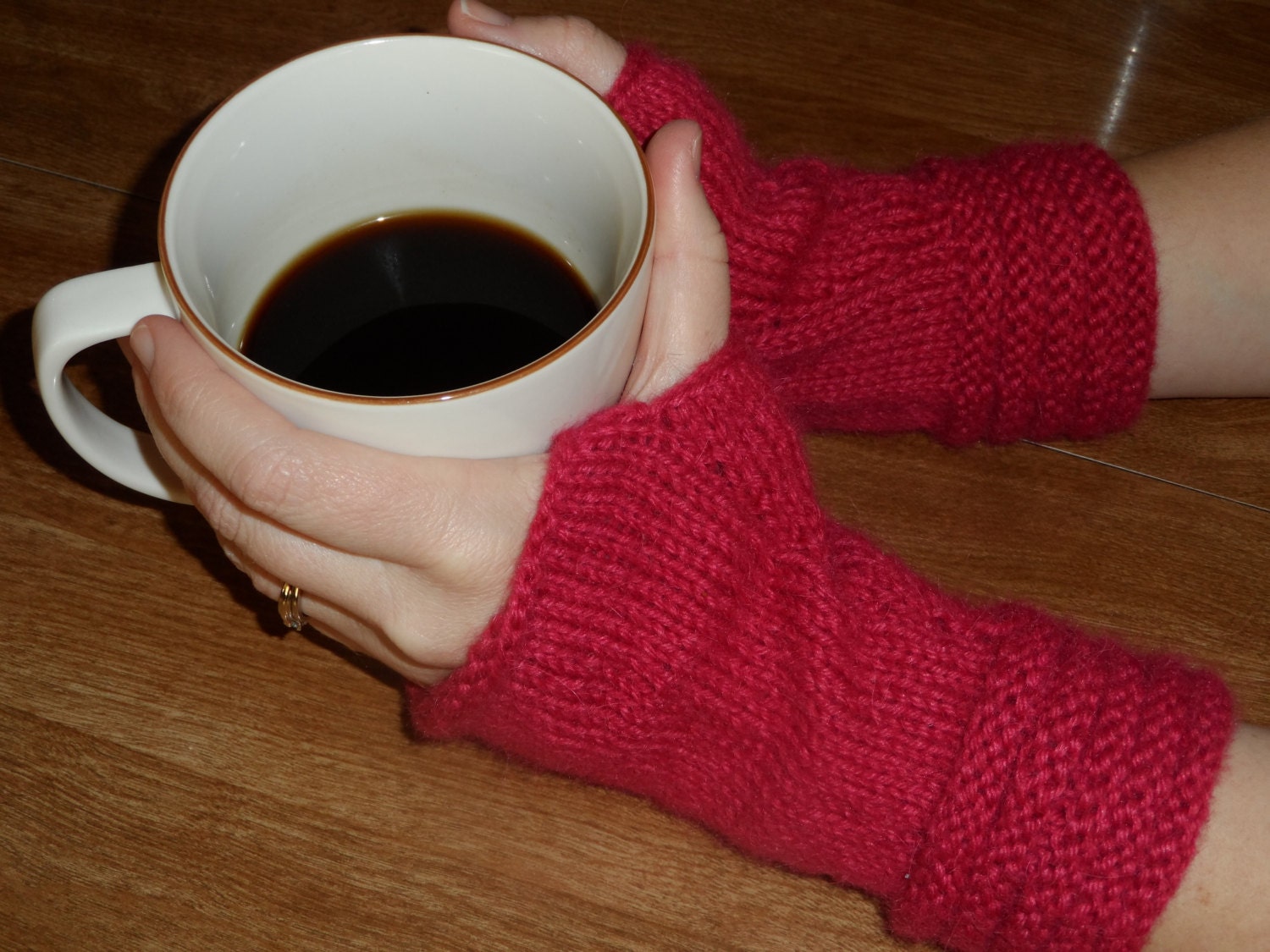Soft Knit Fingerless Gloves - Bright Pink