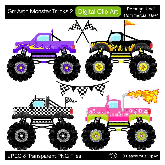 clip art digital clipart - Grr Argh Monster Trucks 2 - Digital Clip Art - Personal Commercial Use