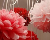 Set of 10 party poms with ribbon, mixed sizes, choose your colors
