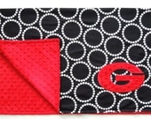 UGA Embroidered Black and Red Minky Dot Blanket