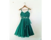 1950s-1960s BEADED flowy party dress