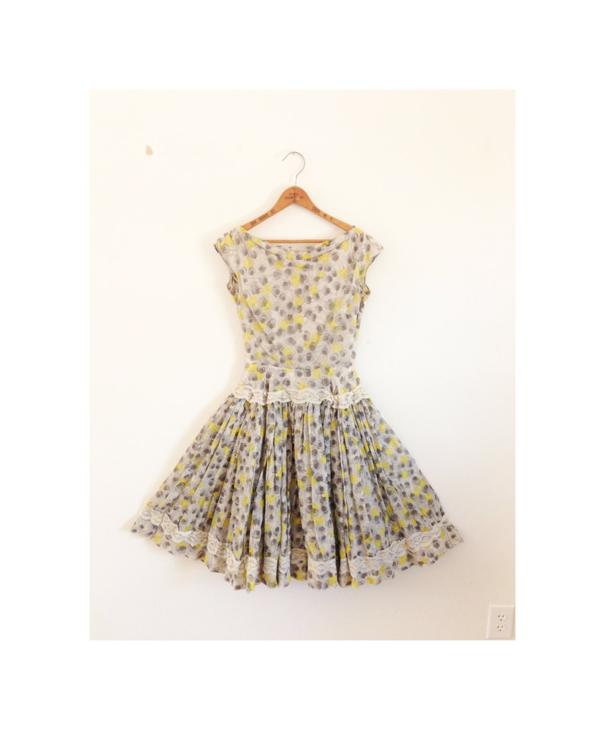 1940s-1950s SWIRLED rose chiffon party dress