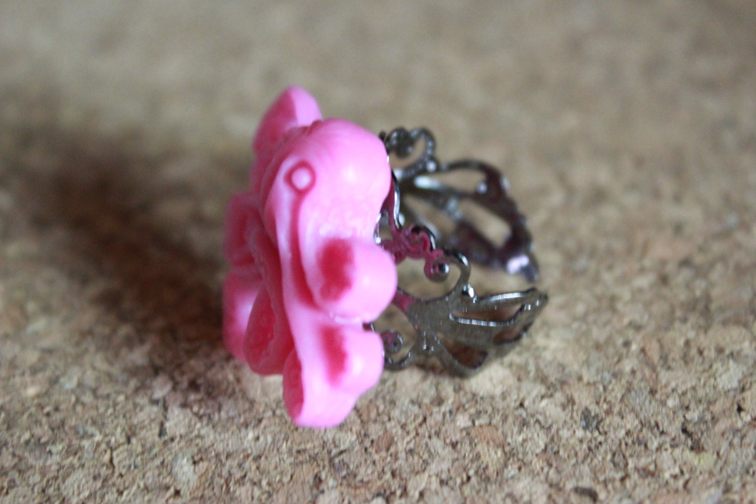 Adjustable Matte Bright Pink Resin Octopus Ring