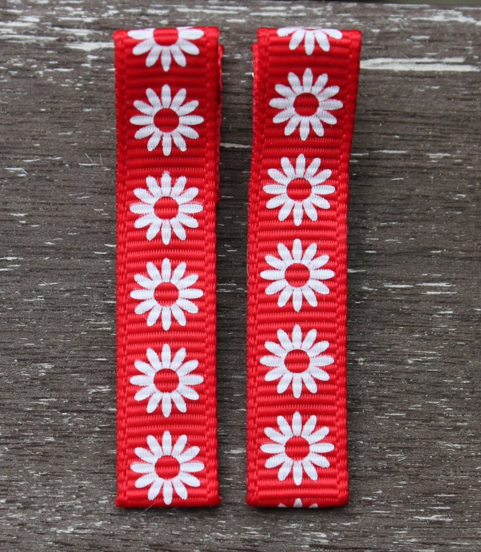 Red Flower Hair Clips Barrettes Girls Hair Accessories