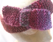 Hand Knitted Head Band with Bow -Noro Silk Garden yarn