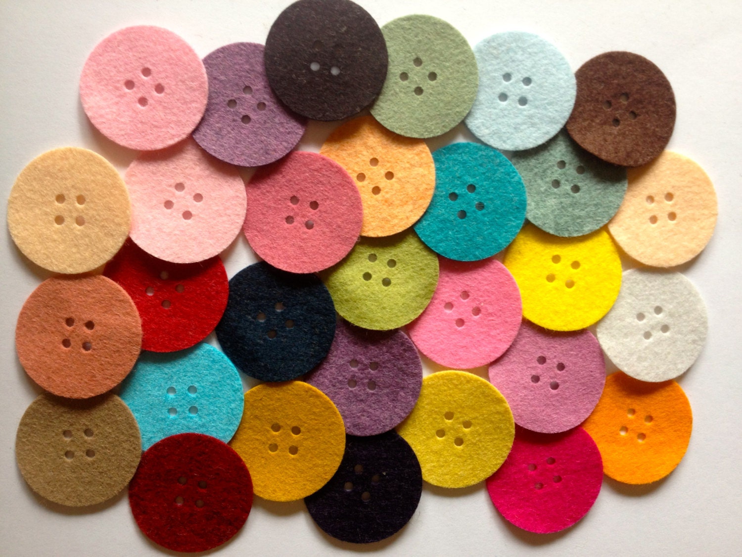 Wool Felt Button Die Cuts 30 - 1 1/2 inch Random Colored. 1933