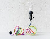 Modern Lighting - Glass Globe Bubble Table Lamp w Ombre Rainbow Color Cord and Plumen Light Bulb