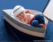 Sale Special Today-Baby Sailor Photo Prop/ Newborn Photo Prop/Sailor Hat and Pants Set/Nautical Newborn Prop