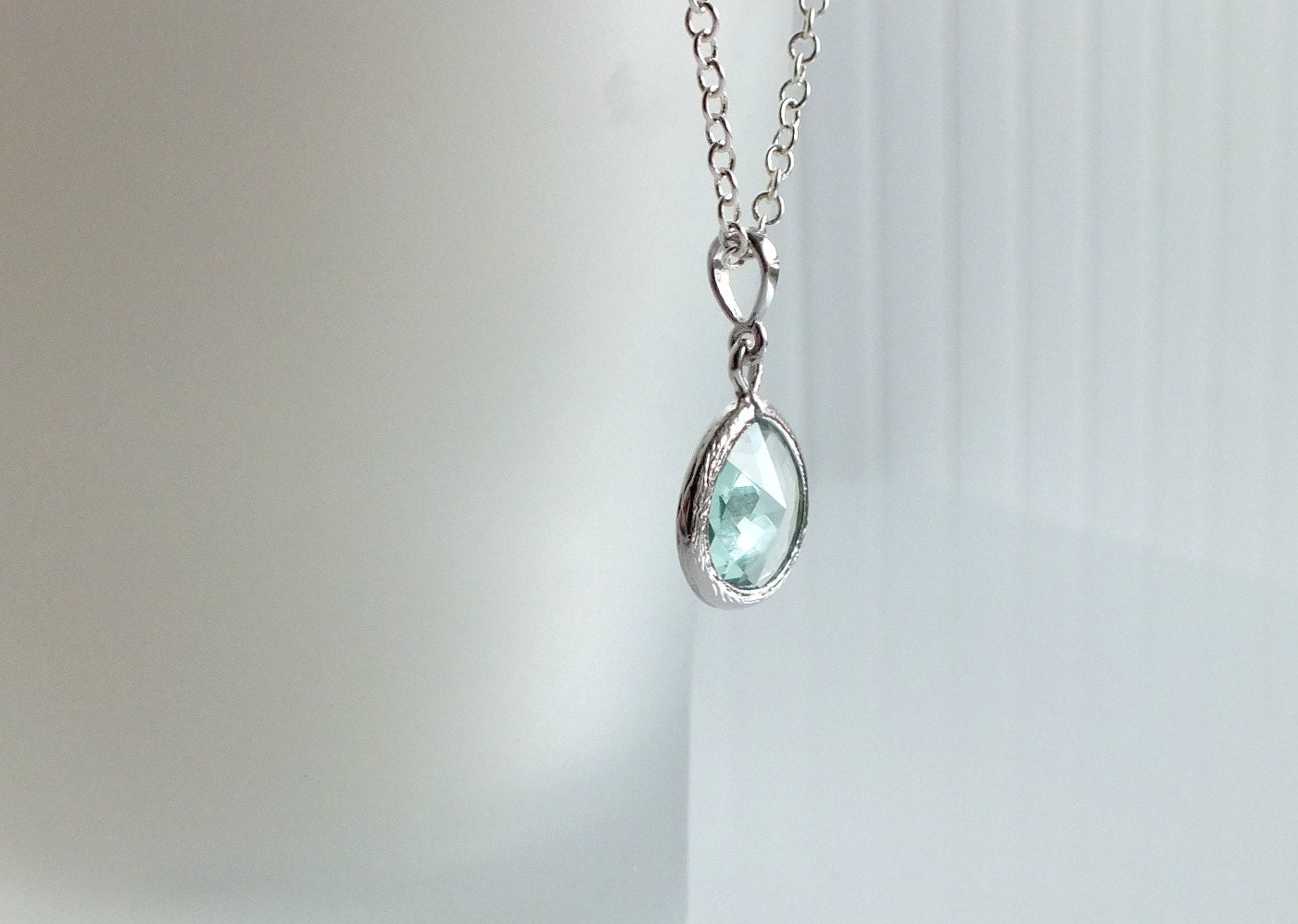 Erinite Necklace with Silver Filled Chain - Also Available in Gold, Wedding Jewelry