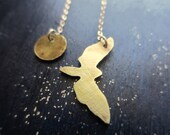 Lullaby -  Asymmetric Dangle Earrings Brass and Sterling Silver Earrings Moth and Moon Earrings Delicate Jewelry Bohemian Jewelry
