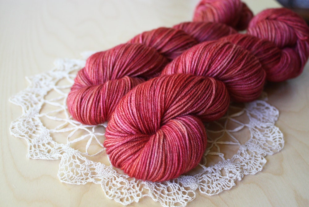 Hand Dyed Yarn / Sportweight Sport Weight / Red Rouge Semisolid / Sportif / Superwash Merino Wool / NEW