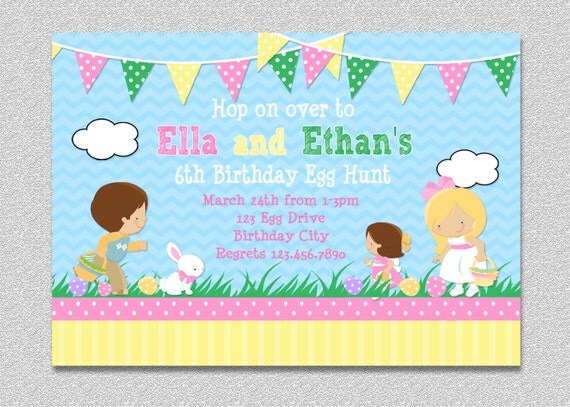 Easter Egg Hunt Birthday Invitation , Easter Egg Hunt Invitation by The Trendy Butterfly Il_570xn
