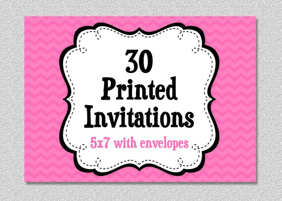 30 PRINTED INVITATIONS - 5x7 Invitations with Envelopes , SHIPS within 1-2 Days by The Trendy Butterfly Il_570xn