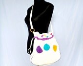 80s White Leather Coloblock Purse- Large, Polka Dot, Mustard, Purple