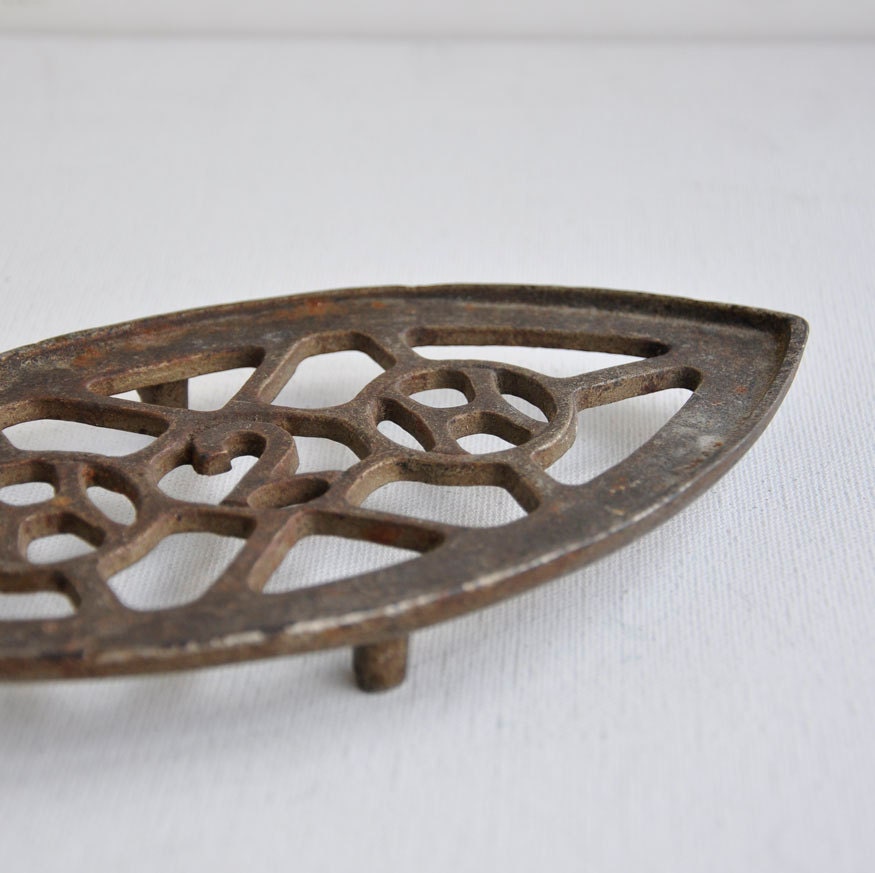 Vtg Brass Deco Trivet Iron Rest