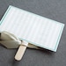 Starfish and Shell Beach-Themed and Ribbon Custom Fan Wedding Program Shown in Aqua, Ivory and Taupe -- DEPOSIT