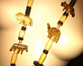 ETHNIC Long Necklace Wooden faux Bone Tusk Zebra Tiger Rhino Elephant Exotic Wild Animals Safari Vintage Jewelry artedellamoda SALE was 20