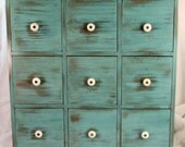 Nine Drawer Apothecary Chest - Blue Milk Paint - DVD CD Storage