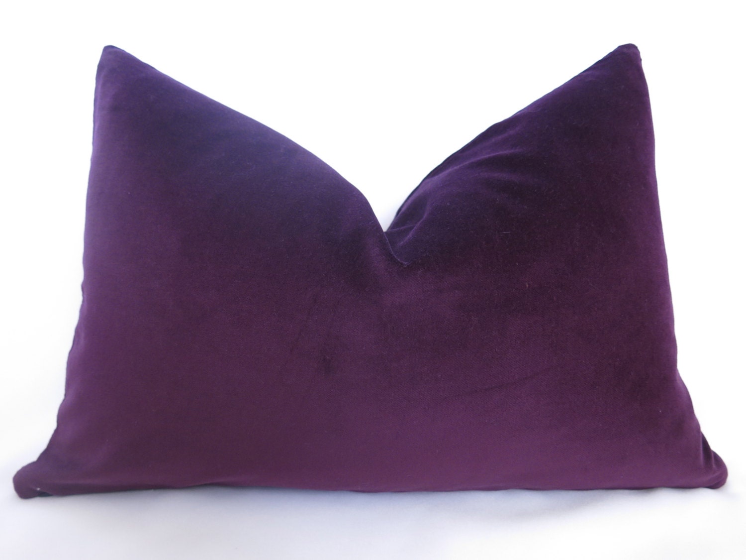 Decorative Cotton Velvet Pillow - Plum - 12x18 inch - BOTH SIDES - Purple Pillow - Velvet Pillow - Plum Pillow - Decorative Pillow - Sofa