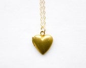 CORINNE // Gold Vintage Brass Locket Necklace on a Gold Filled chain - everyday vintage jewellery