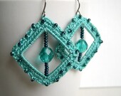 Mint green crochet earrings - Mint lace earrings - Bridesmaid mint earrings - Unique girlfriend gift - Lace Fashion earrings