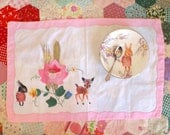 Shy Bunny And Flower Deer Decorative Vintage Illustrated Placemat