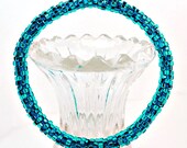 Peacock Blue Seed Bead Bangle Bracelet