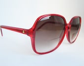 Vintage 80's LIZ CLAIBORNE Red Frame Plastic Oversized Sunglasses