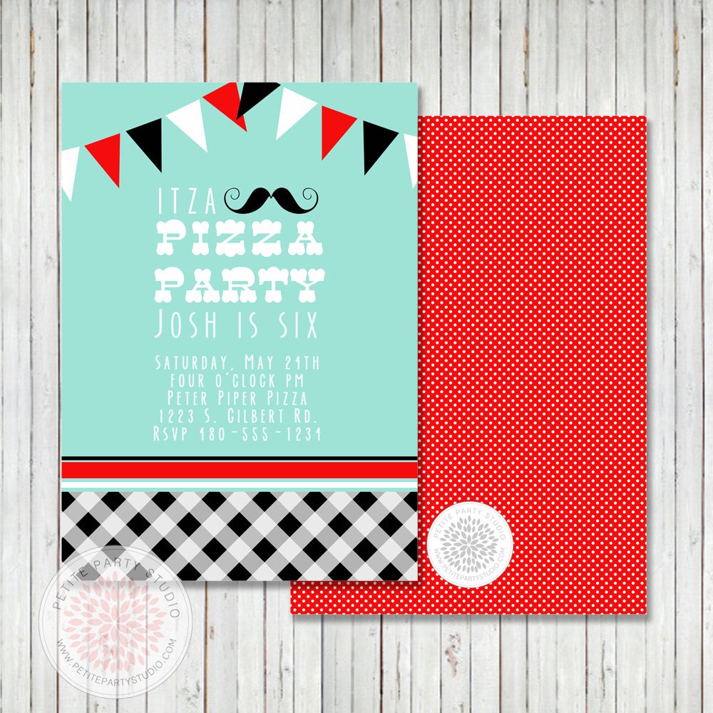 PARTY PRINTABLE - Pizza Party Birthday Party Invitation - Petite Party Studio Il_170x135