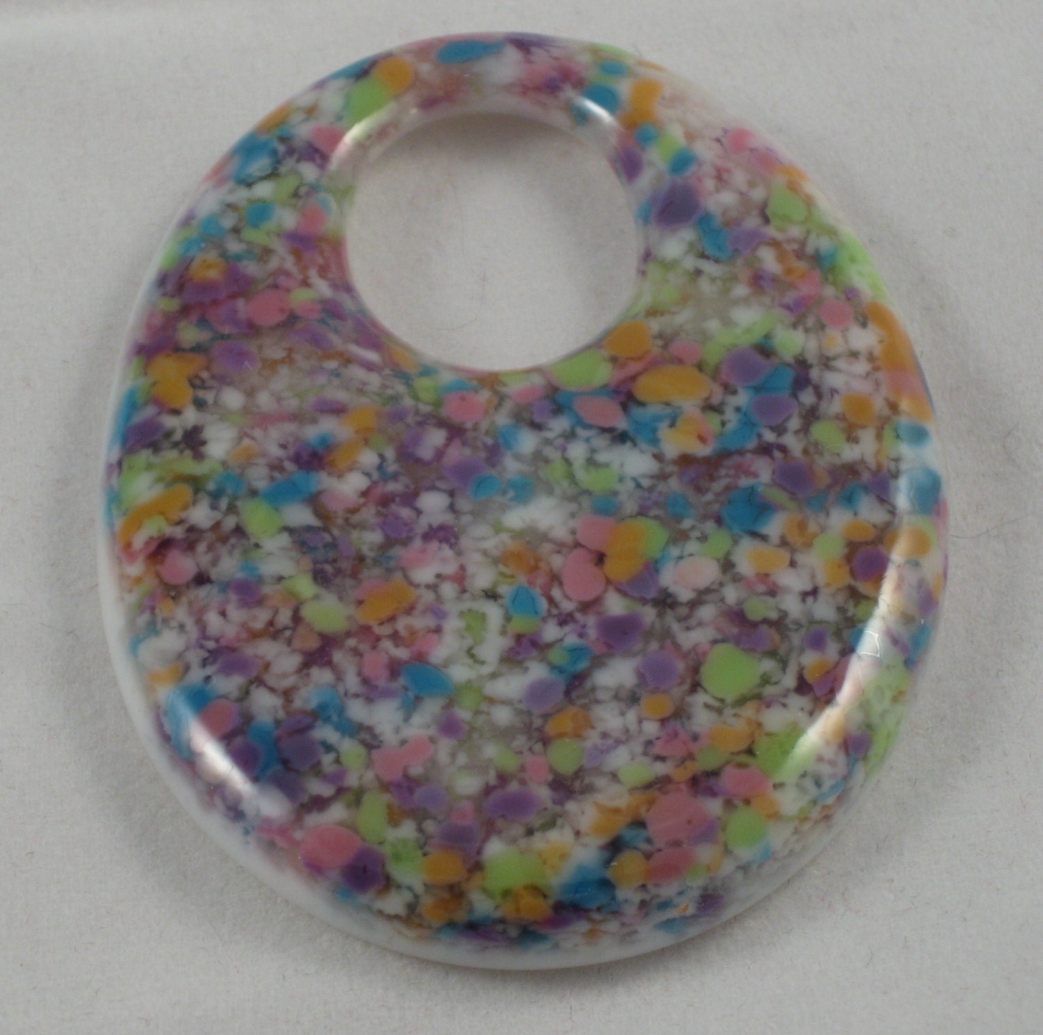 Confetti Pastel White Drop Focal Pate de Verre Glass Handmade SRA OOAK Bead NLC Beads leteam