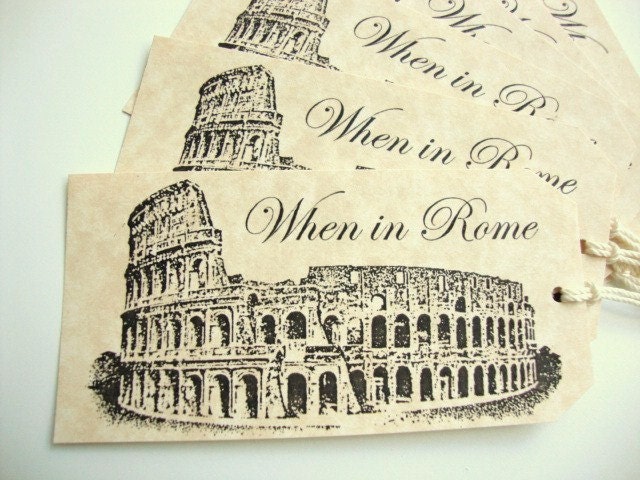 Italian Wedding Favor Tags When in Rome Colosseum