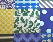 Sale Echino Fabric Fall 2012 Patchwork in Blue Green - 1 Yard