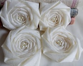 Pearl Flower Rosette Embellishment Ivory Flower Wedding Applique Bridal Ivory 3 inches Set of Four
