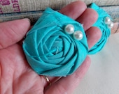 Tiffany Blue Silk Fabric Flower Rosette Wedding Garter Flower Decor Hair Flower