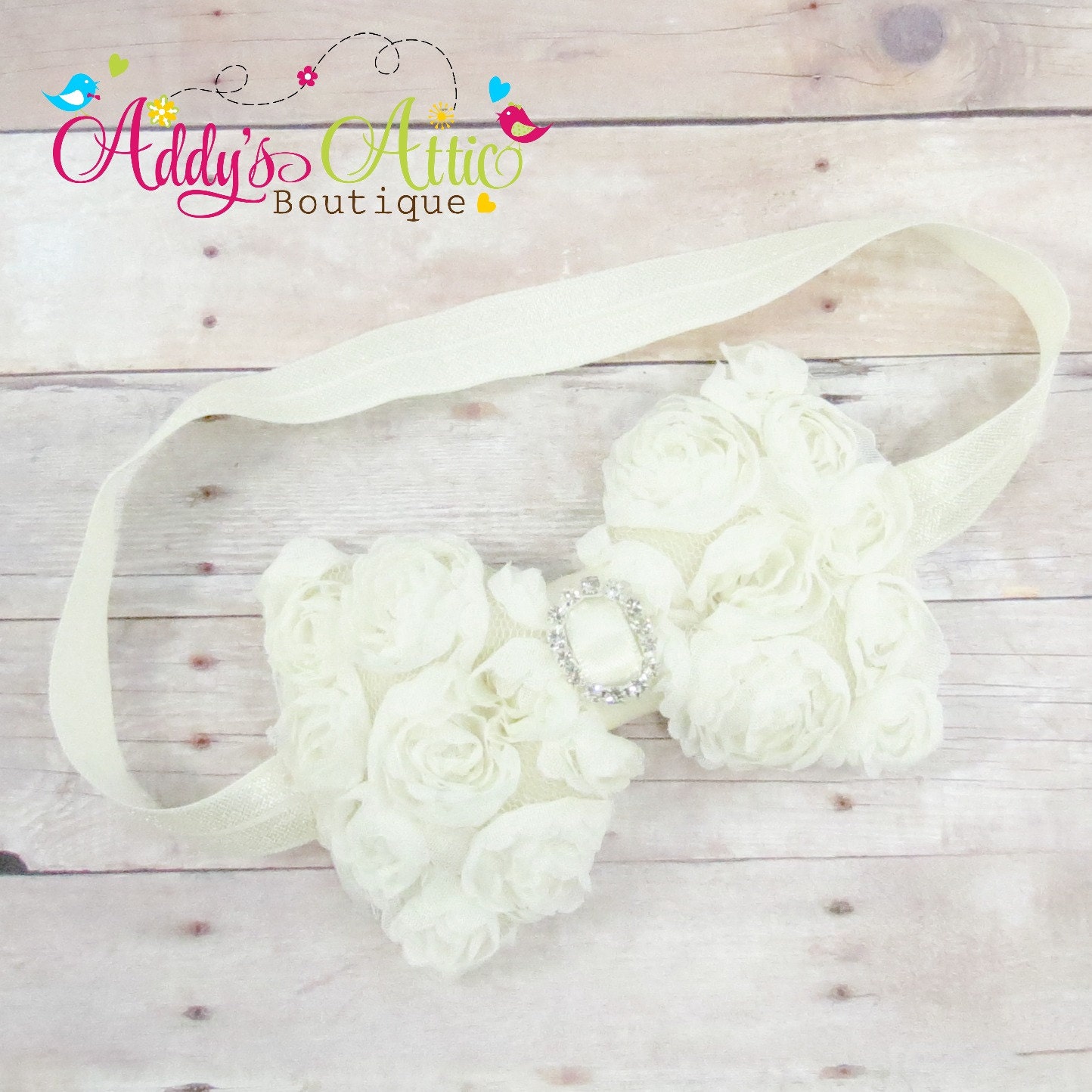 Baby Headband..Ivory Headband..Newborn Headband..Toddler Headband..Baptism..Christening