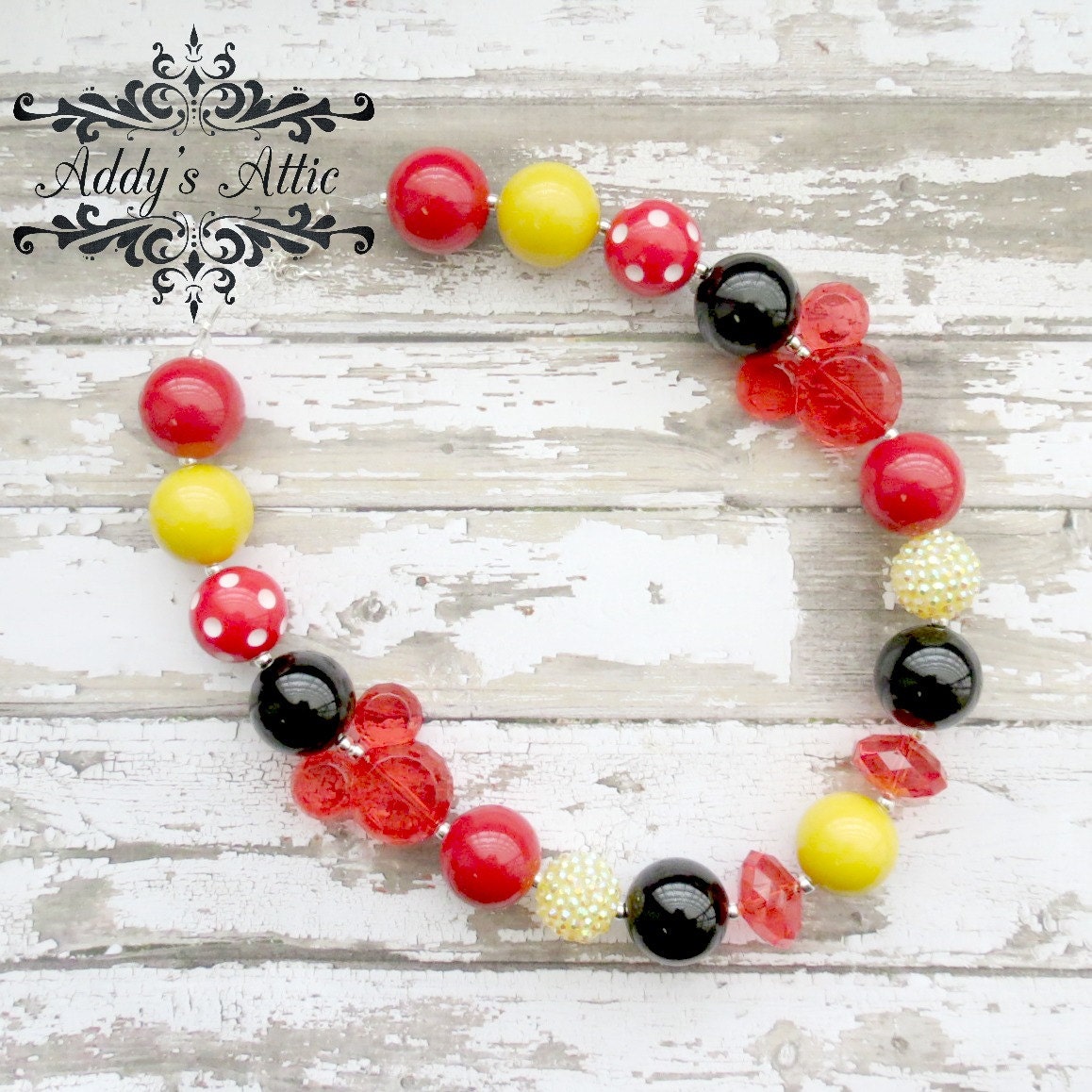 Mouse Chunky Beaded Necklace..Chunky Necklace..Childrens Necklace..Pearl Necklace..Photo Prop