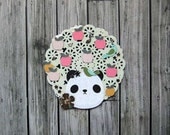 lace wheel Panda collage brooch pin or ornament