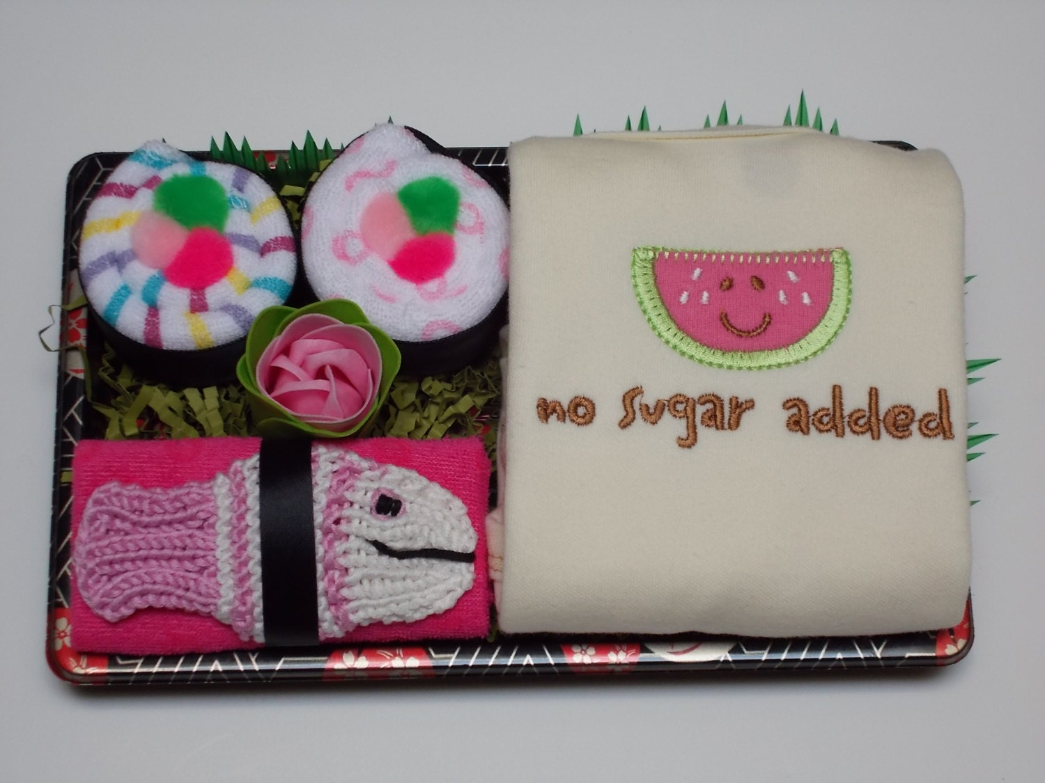 Baby Sushi & Organic Onesie Combo Gift for Girls - No Sugar Added Organic Watermelon