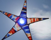 Freedom Star- 8 inch red white blue and clear stained glass star