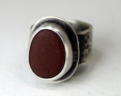 Silver Rock Ring - Red Jasper Ring - Sterling Silver Ring - Sterling Silver Stone Ring - Handmade Jewelry