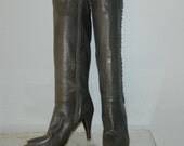 vintage 70s 80s grey leather boots size 6.5 made in Spain Caressa
