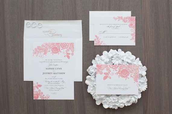 Vintage Lace Wedding Invitation Samples - Invitation, Response Card, Reception Card - Sample Set Il_570xn