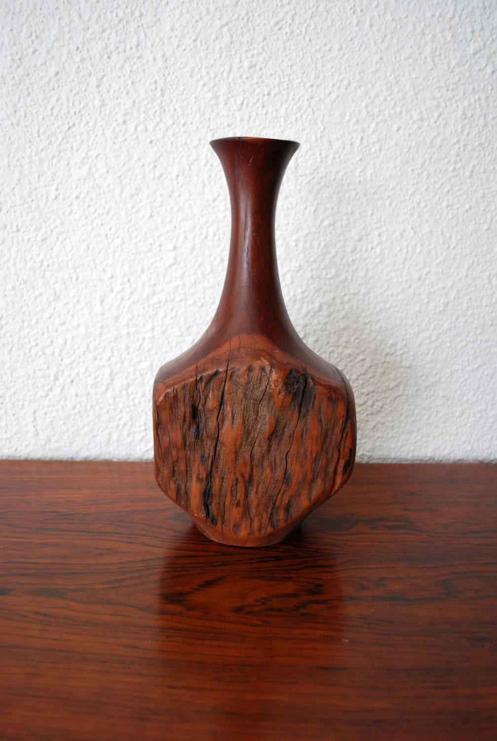 Vintage Mid Century Wood Bud Vase