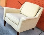 Mid-Century Modern Upholstered Lounge Chair and Ottoman
